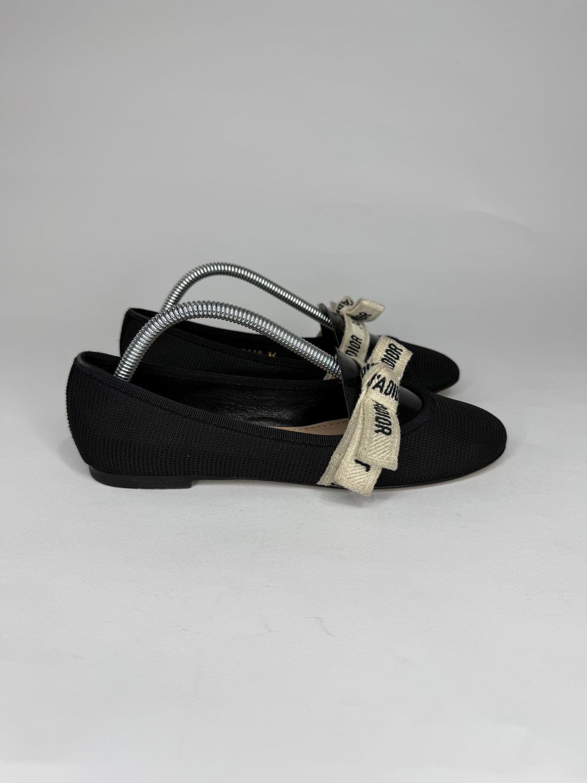 Dior Black Technical Fabric Miss J'Adior Ballerina Flats Size 34 EU