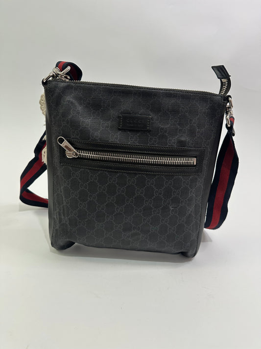 GUCCI GG Supreme Monogram Appia Calfskin Web Messenger Bag