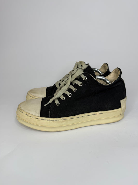 Rick Owens DRKSHDW Black Canvas Low-Top Sneakers Size 39