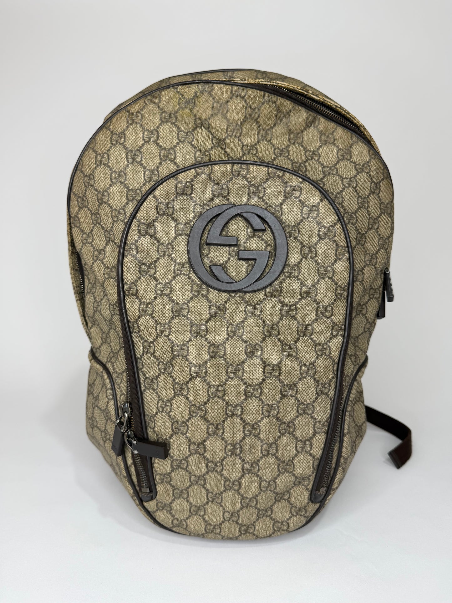 Gucci Beige/Brown GG Supreme Canvas Interlocking G Backpack