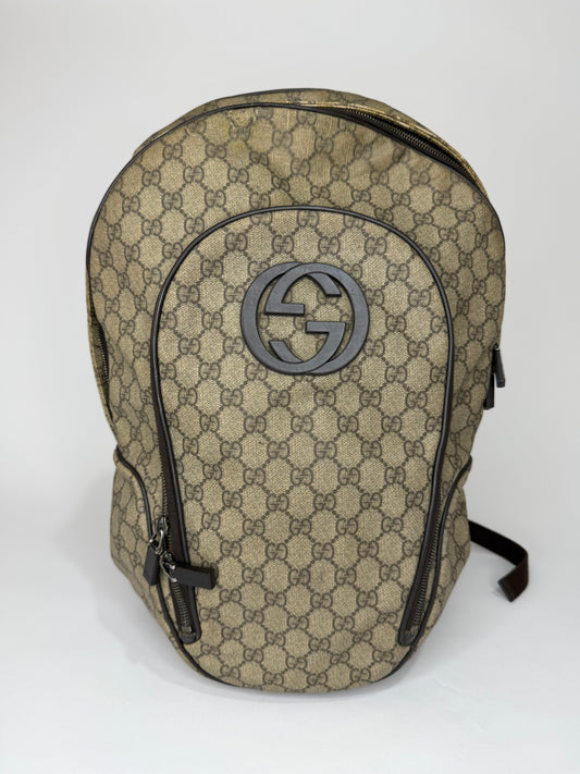 Gucci Beige/Brown GG Supreme Canvas Interlocking G Backpack