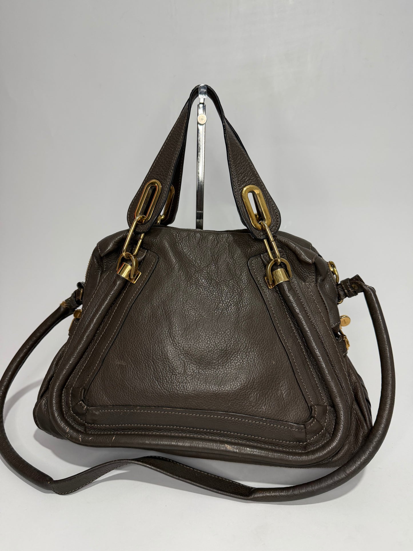 Chloe Grey Leather Medium Paraty Shoulder Bag