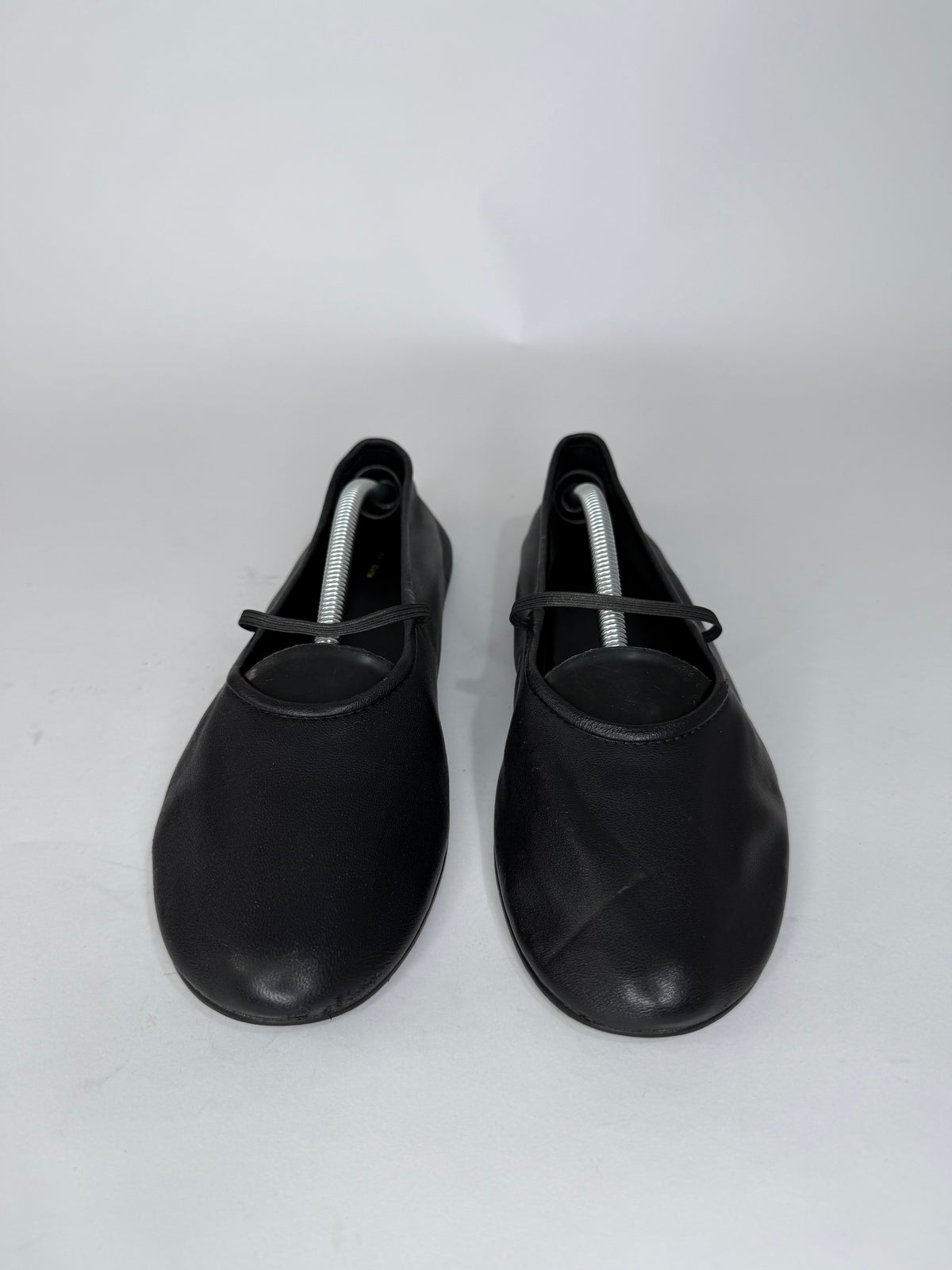 The Row Black Leather Elastic Ballet Flats Size 38 EU/ 8 US