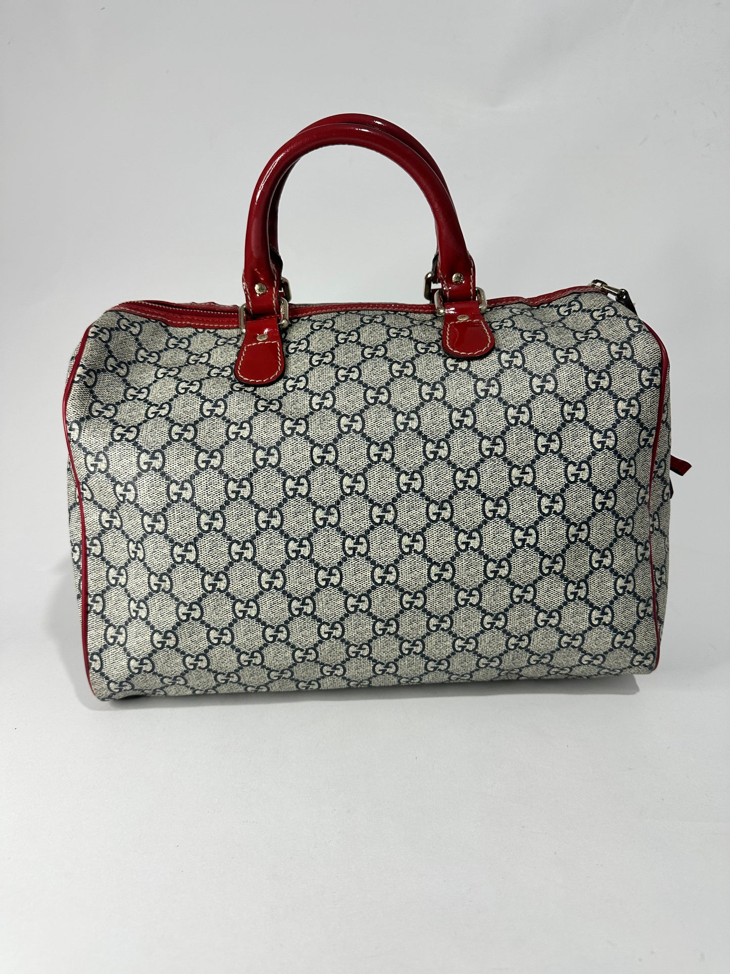 GUCCI
Blue/Red GG Coated Canvas Tattoo Heart Medium Joy Boston Bag