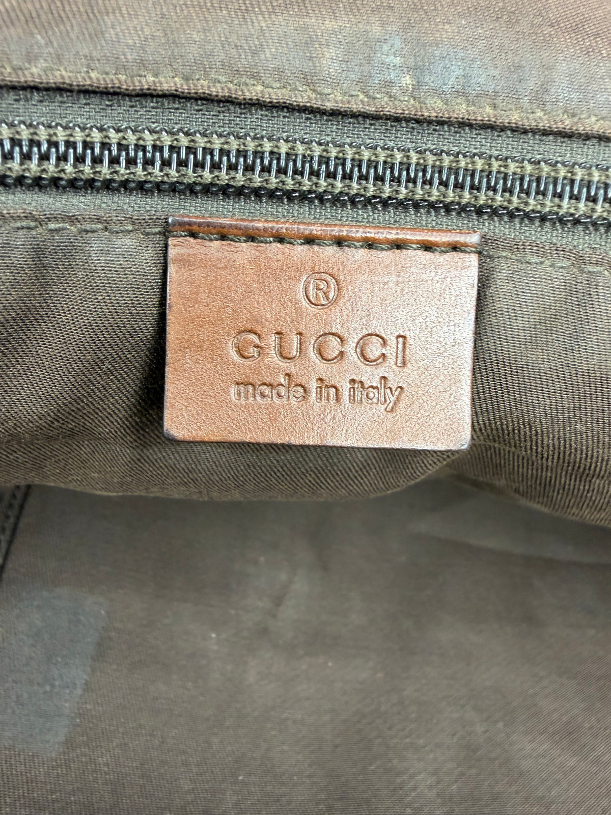 Gucci Vintage GG Supreme Beige Monogram Web Stripe Messenger Shoulder Bag