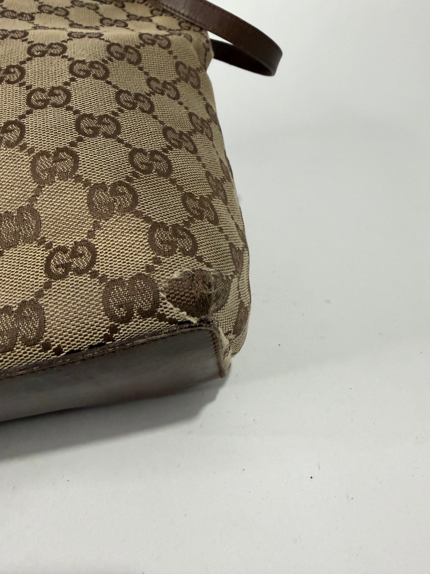Gucci Beige/Brown GG Canvas and Leather Bucket Tote