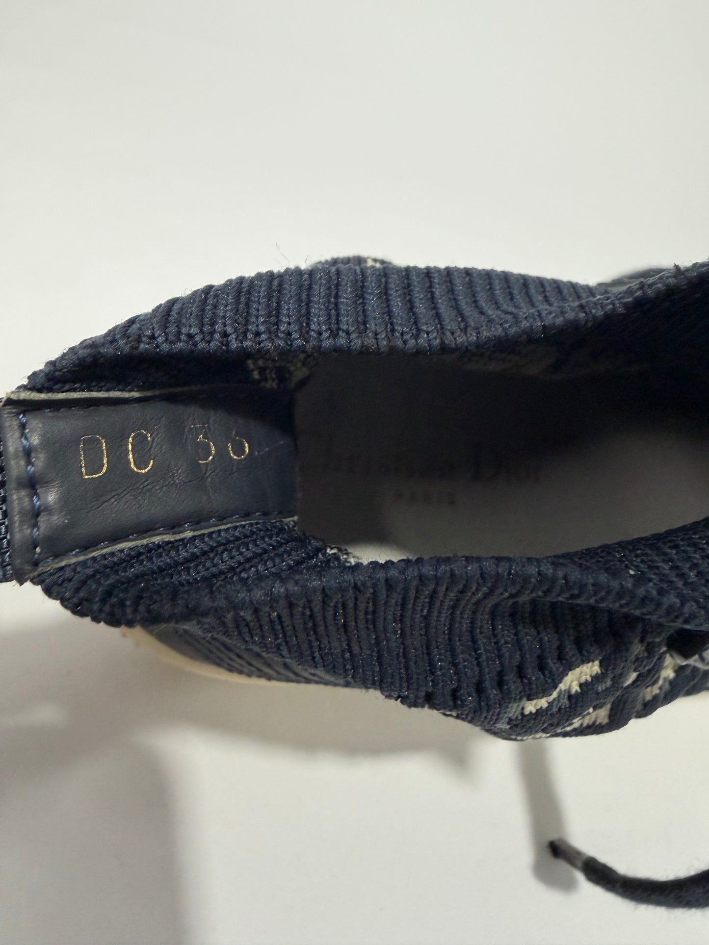 Dior Navy Blue Leather and Knit Fabric Walk n Dior High Top Sneakers Size