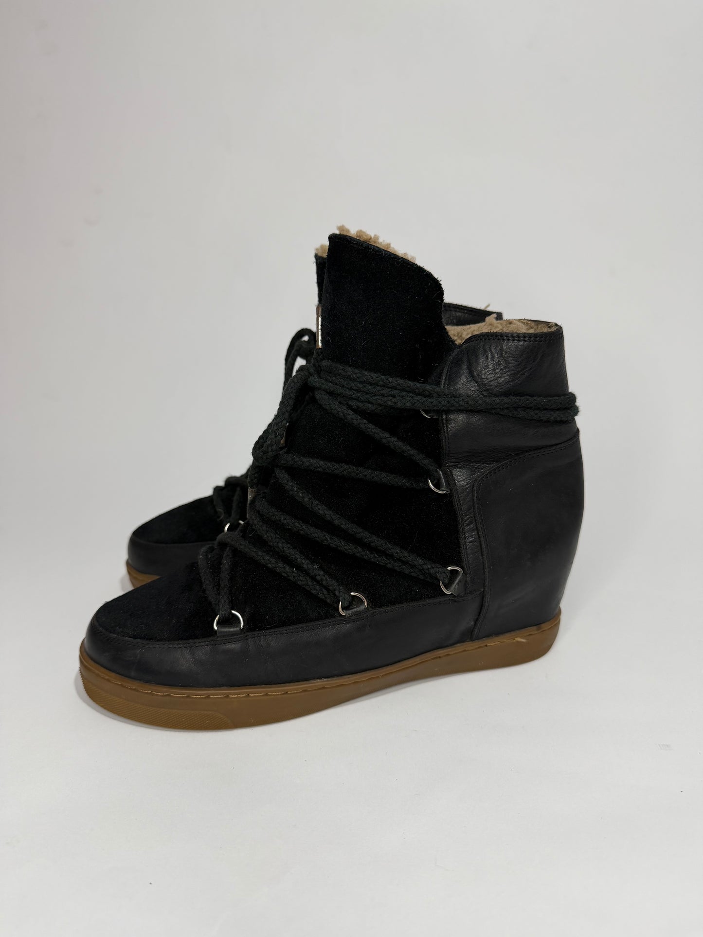 Isabel Marant Black Suede and Leather Nowels Wedge Sneakers Size 40 EU/ 10 US/ 7 UK