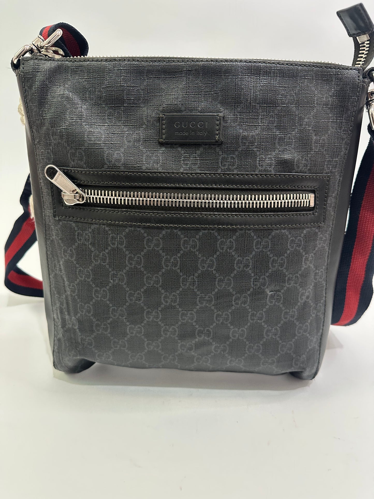 GUCCI GG Supreme Monogram Appia Calfskin Web Messenger Bag