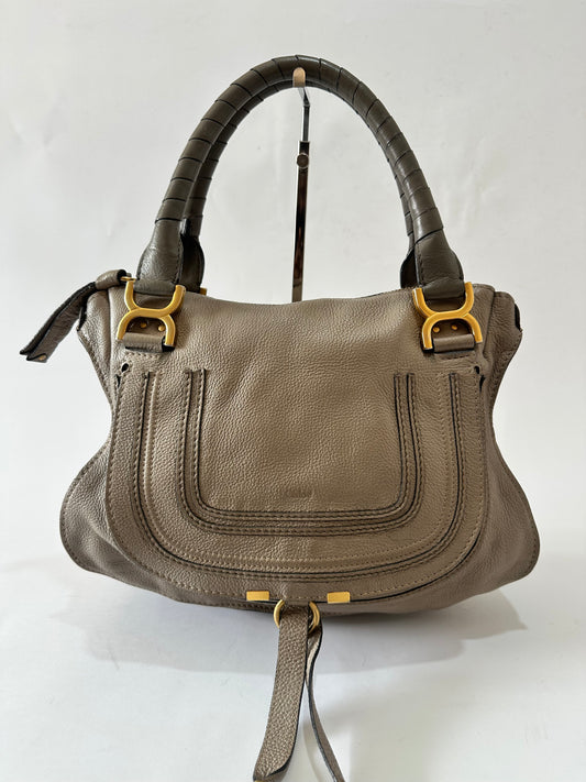 CHLOE 
Calfskin Medium Marcie Saddle Shoulder Bag Motty Grey