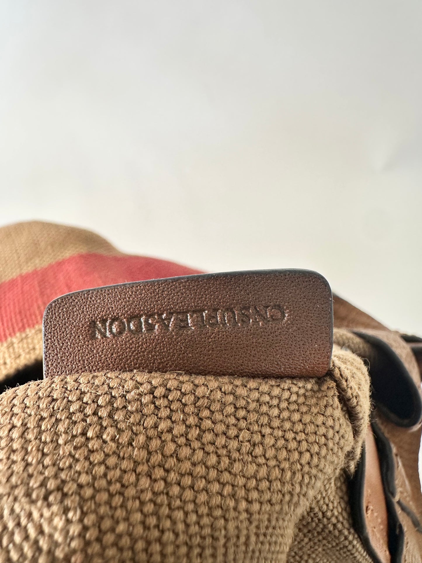 BURBERRY Canvas Mega Check Mini Ashby Tassel Crossbody Brown