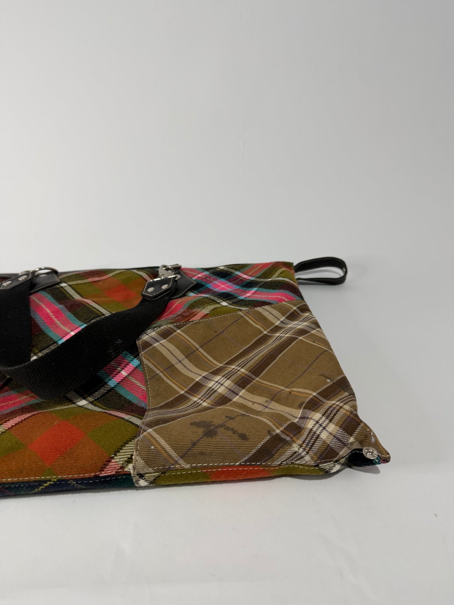 VIVIENNE WESTWOOD Multicolor Plaid Tote Bag.