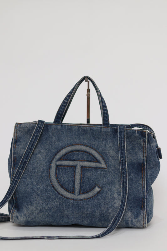 Telfar  Denim Medium Shopping Bag Blue