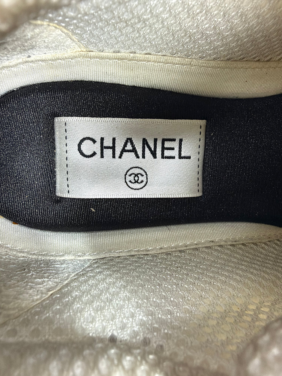 Chanel CC  Silver/White Leather and Mesh Low Top Sneakers Size 38 EU/ 8 US