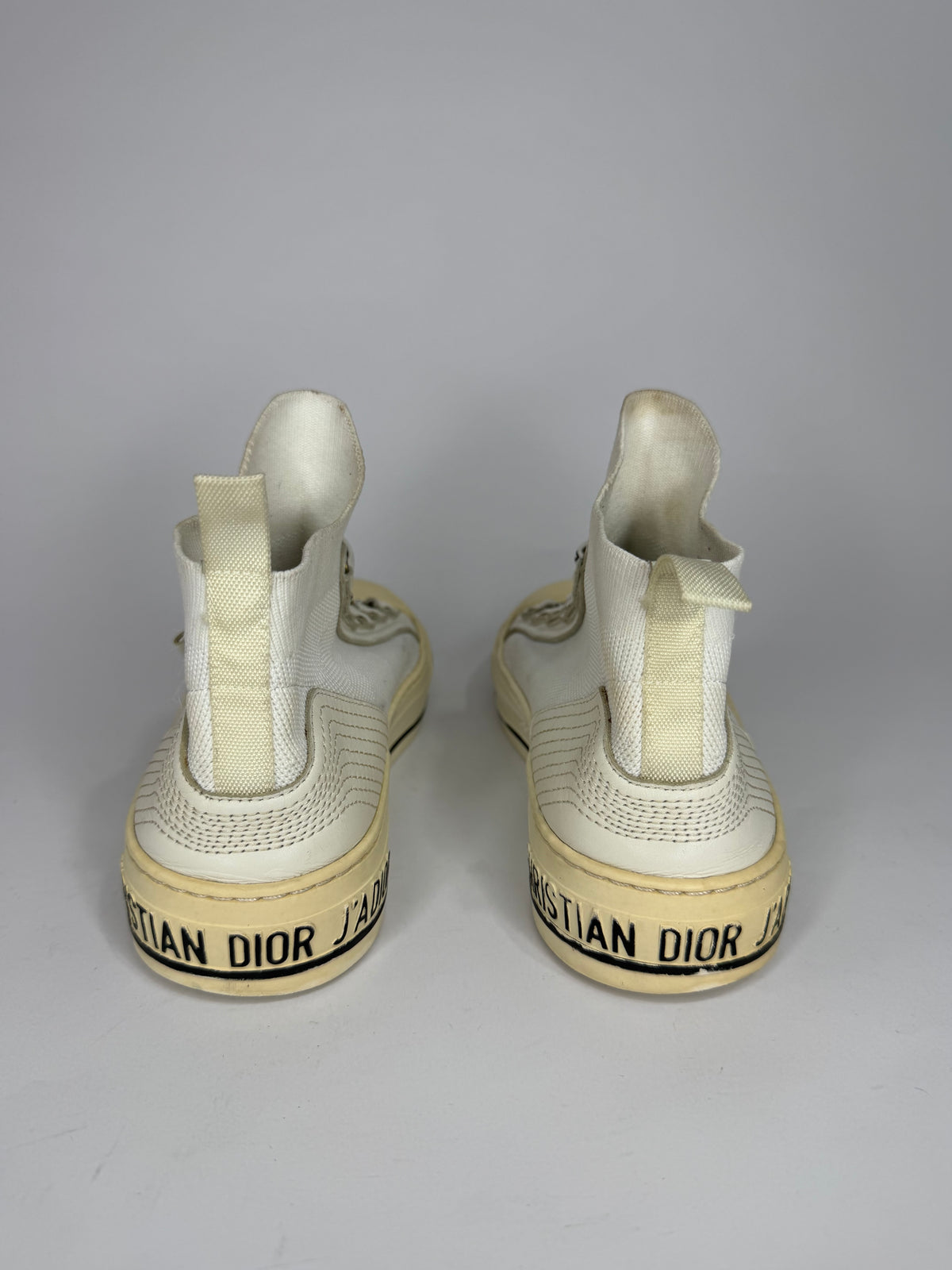 Dior White Fabric Walk'n'Dior Lace Up High-Top Sneakers Size 38