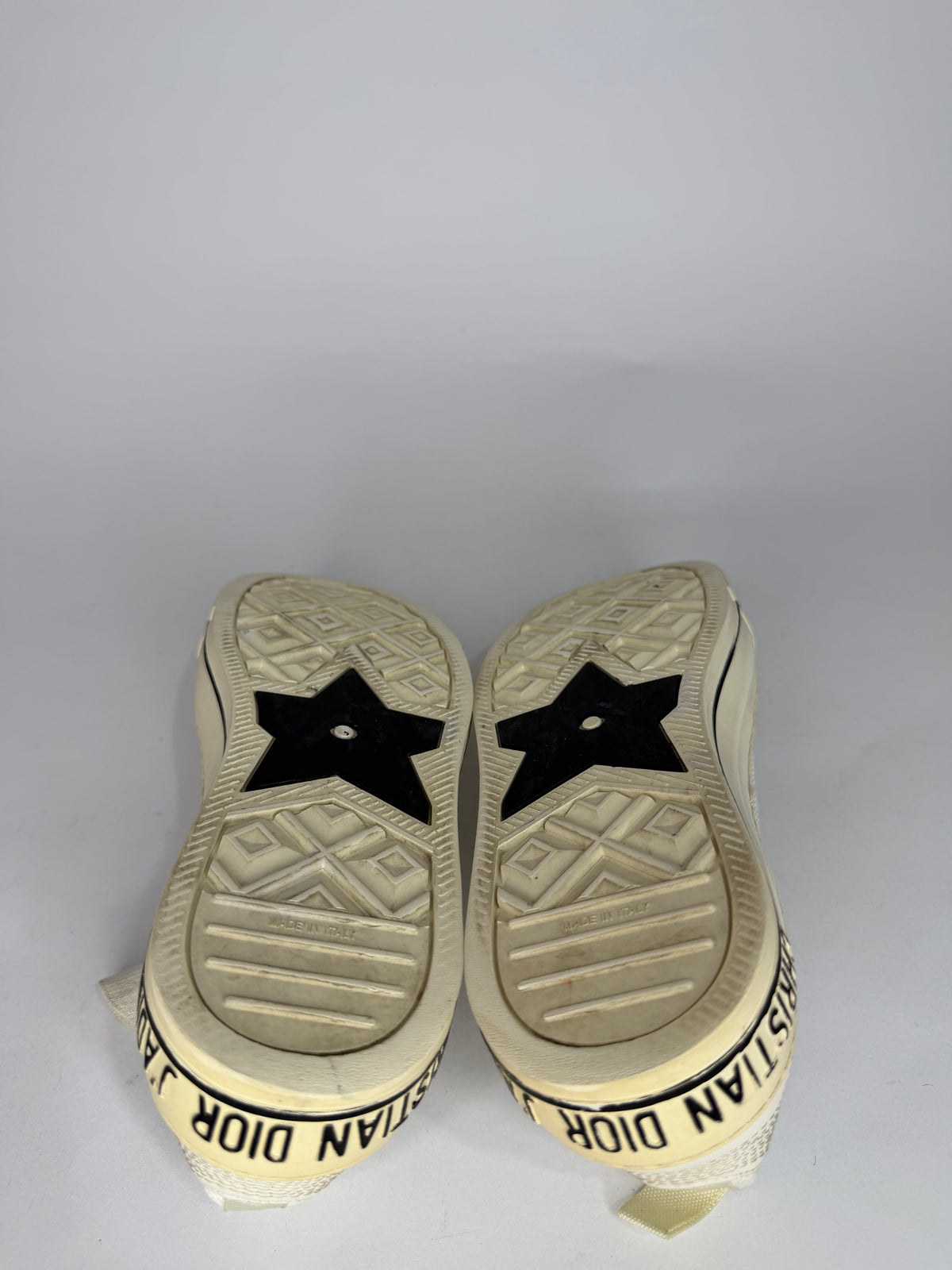 Dior White Fabric Walk'n'Dior Lace Up High-Top Sneakers Size 38