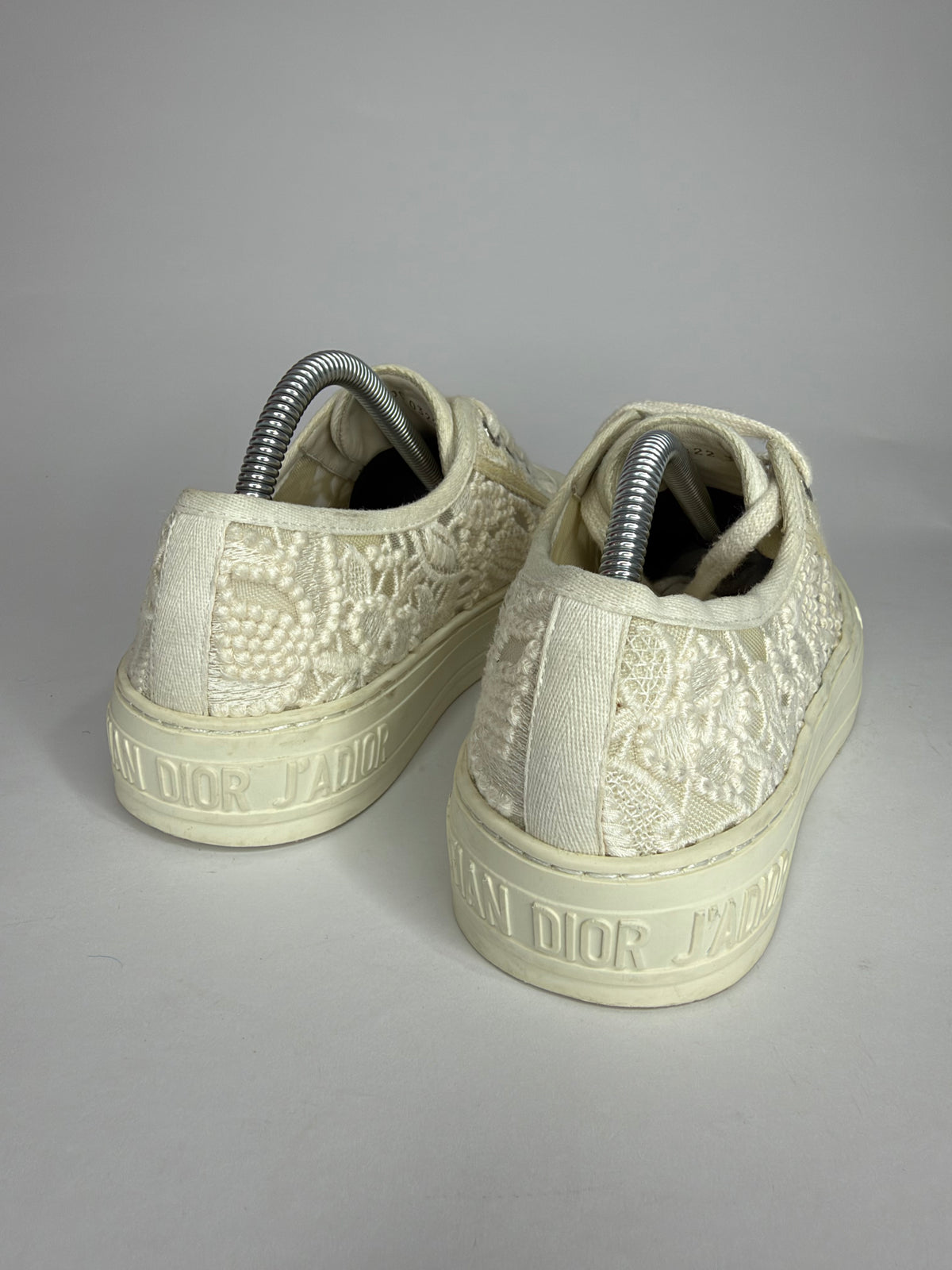 Dior White Lace Walk'n'Dior Lace Up Sneakers Size 37 EU/ 7 US