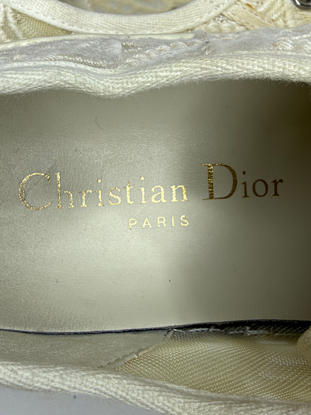 Dior White Lace Walk'n'Dior Lace Up Sneakers Size 37 EU/ 7 US