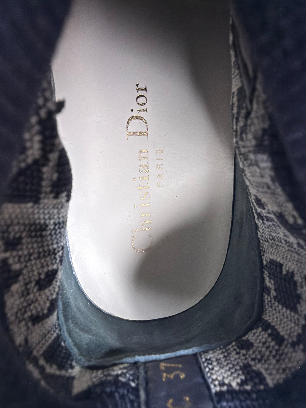 Dior Navy Blue Leather and Knit Fabric Walk n Dior High Top Sneakers Size  37 EU/ 7 US