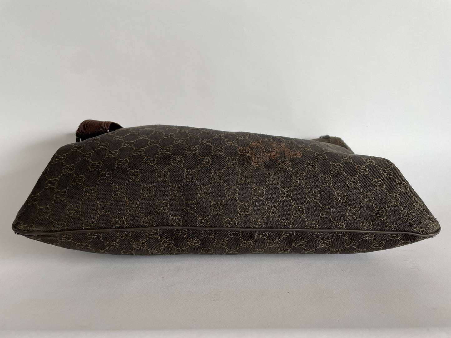 GUCCI Denim Monogram Messenger Bag Dark Brown