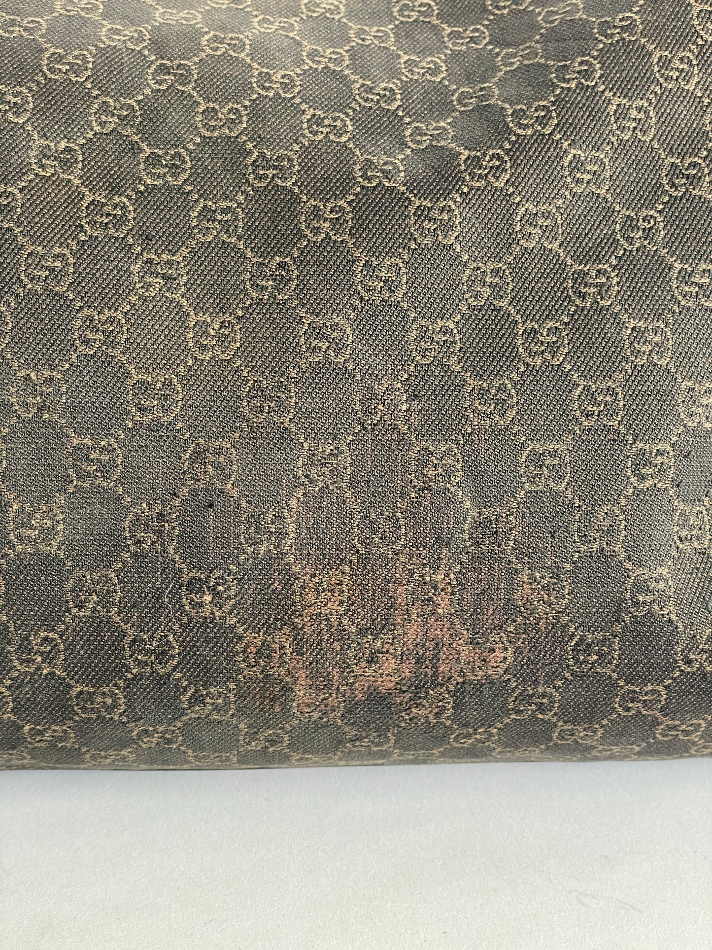 GUCCI Denim Monogram Messenger Bag Dark Brown