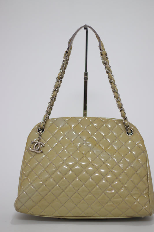 Chanel Yellow Quilted Glazed Leather Large Just Mademoiselle Bowler Bag