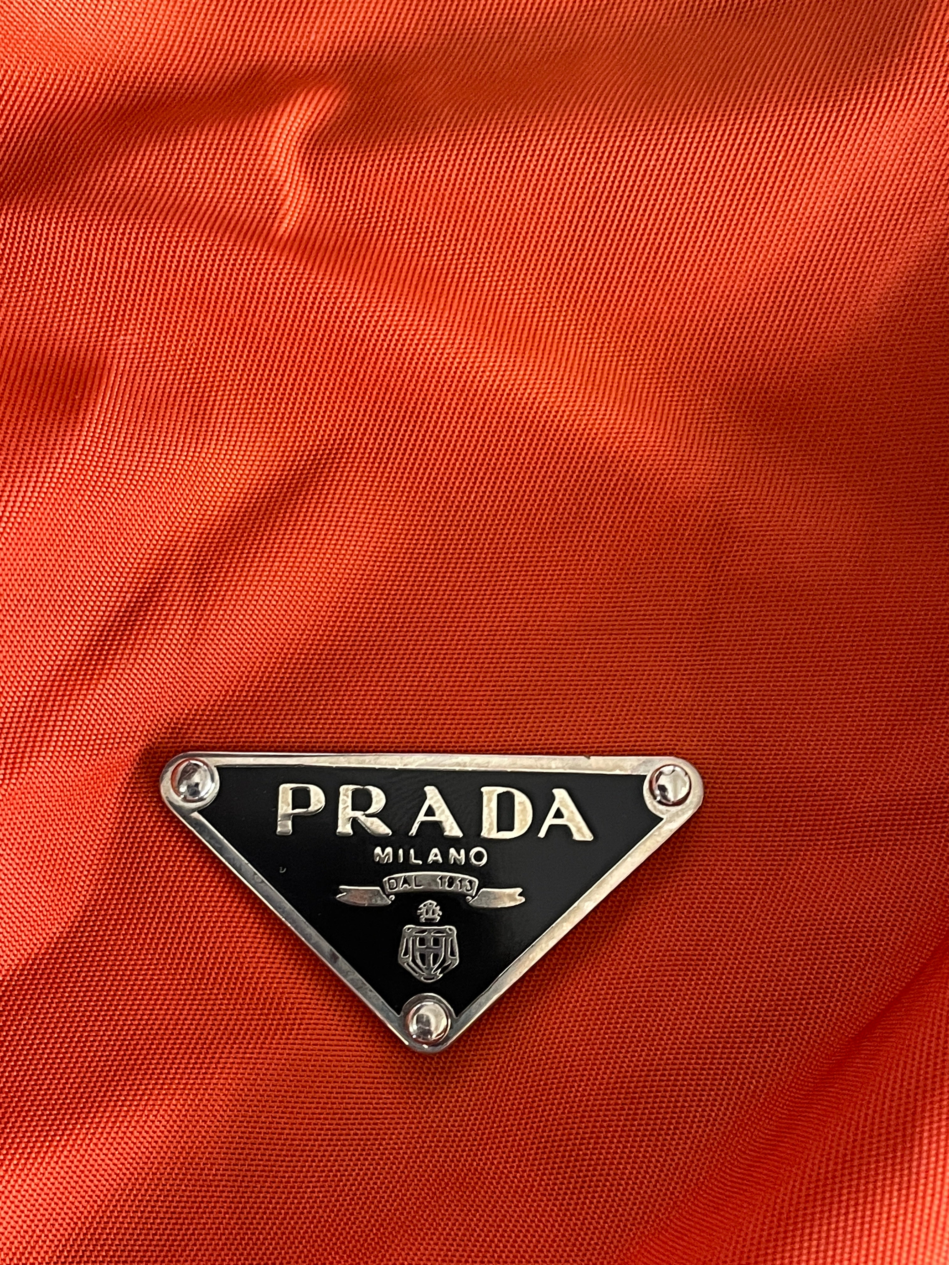 Prada orange nylon outlet bag