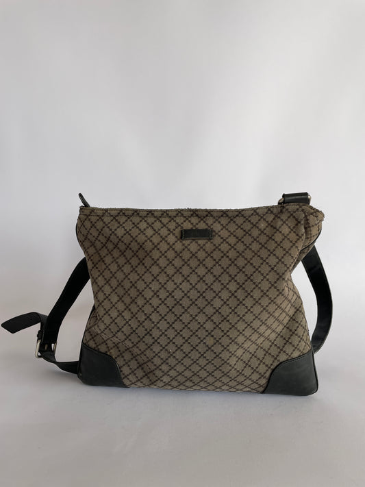 Gucci Unisex Navy  Diamante Canvas Crossbody Bag