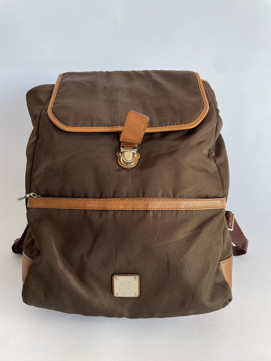 MCM Brown Nylon Unisex Backpack Large