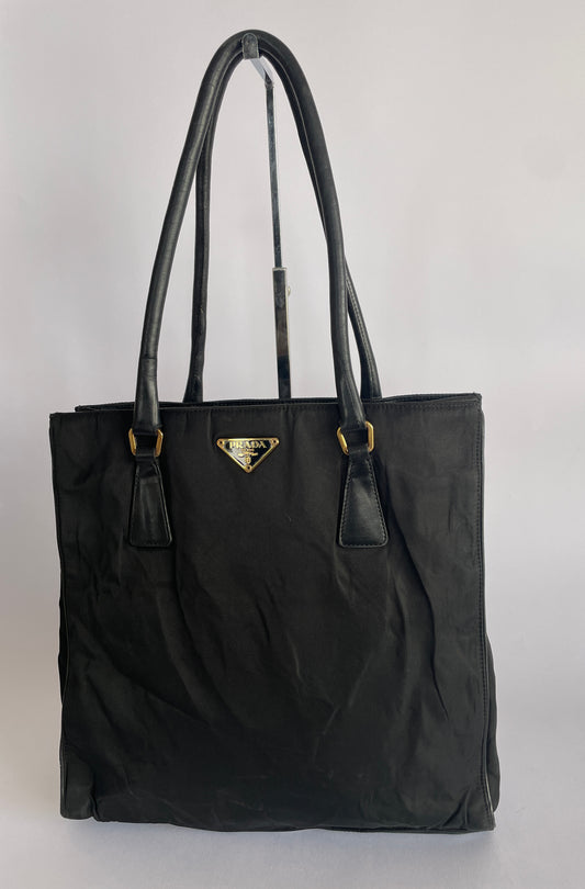 Prada Black Nylon Shopper Tote